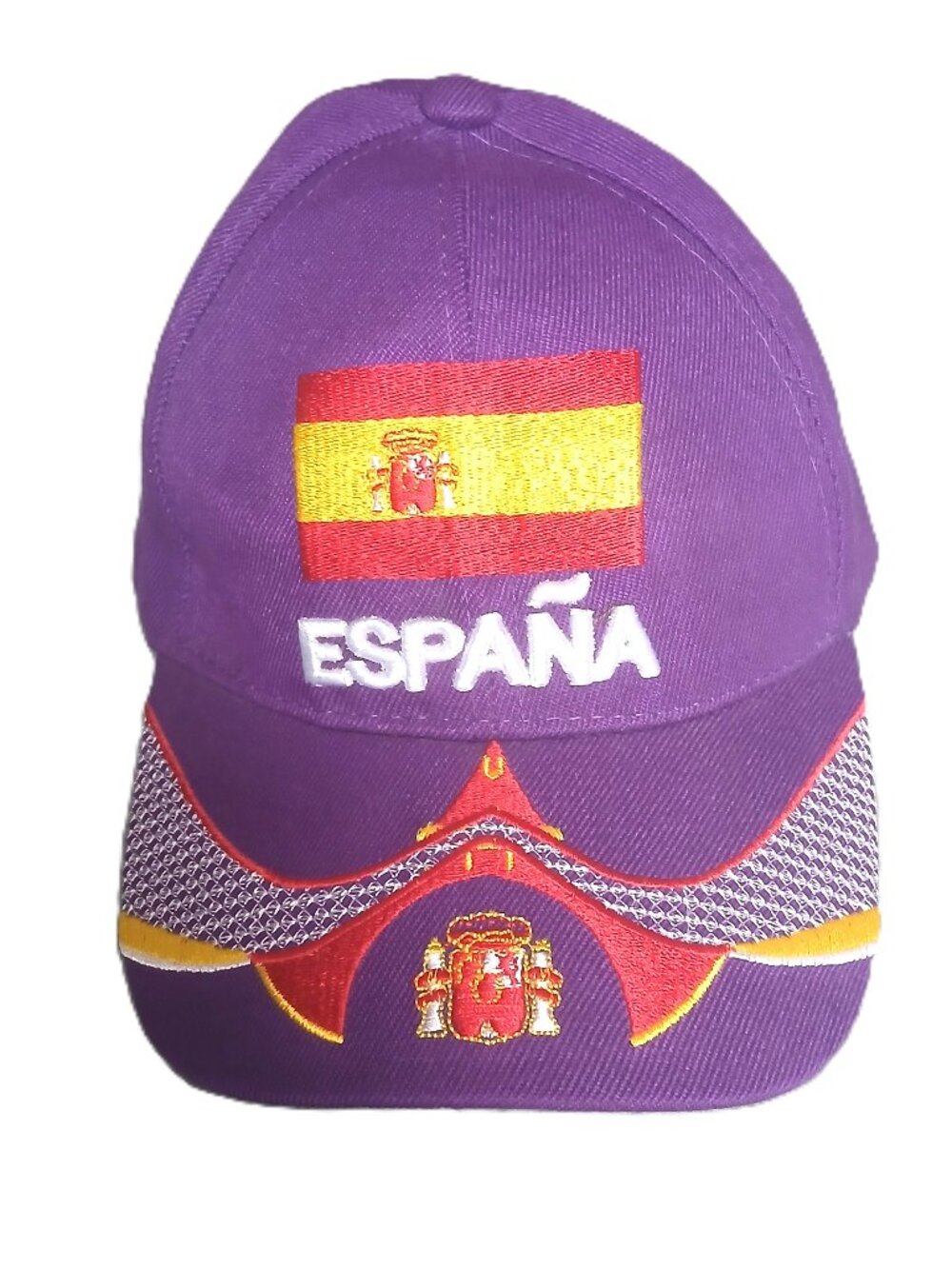 España Spain World Cup Champions Flag Embroidered Purple Baseball Cap Hat NWOT
